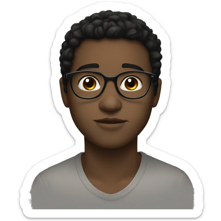 White boy black hair glasses kissing white girl brown hair brown eyes sticker