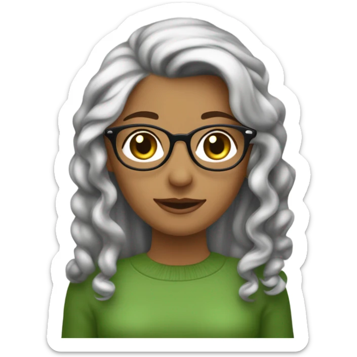 hola quiero una chica de pelo castaño ,ondulado y largo ,que tenga lentes ojos verdes y en su mano un mate sticker