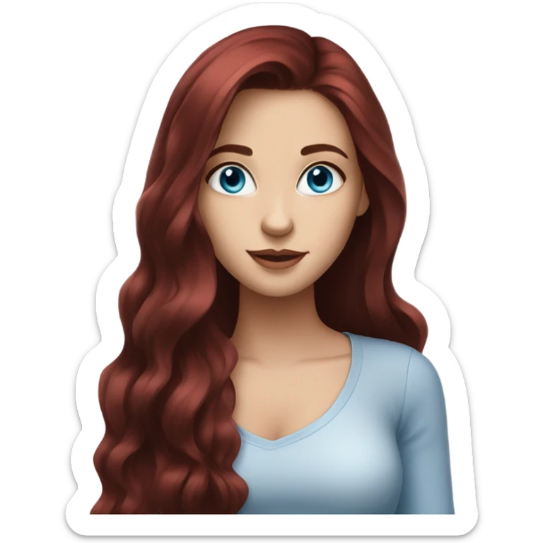 Beautiful girl, dark red hair，long hair, blue eyes sticker