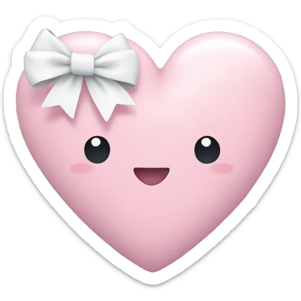 Pastel pink heart with white bow sticker