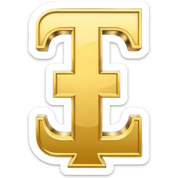 Symbole de currency en or en forme de lettre F précise, seul, 3D, brillant, style emoji simple et lisible sur fond uni. pas une autre lettre

F sticker