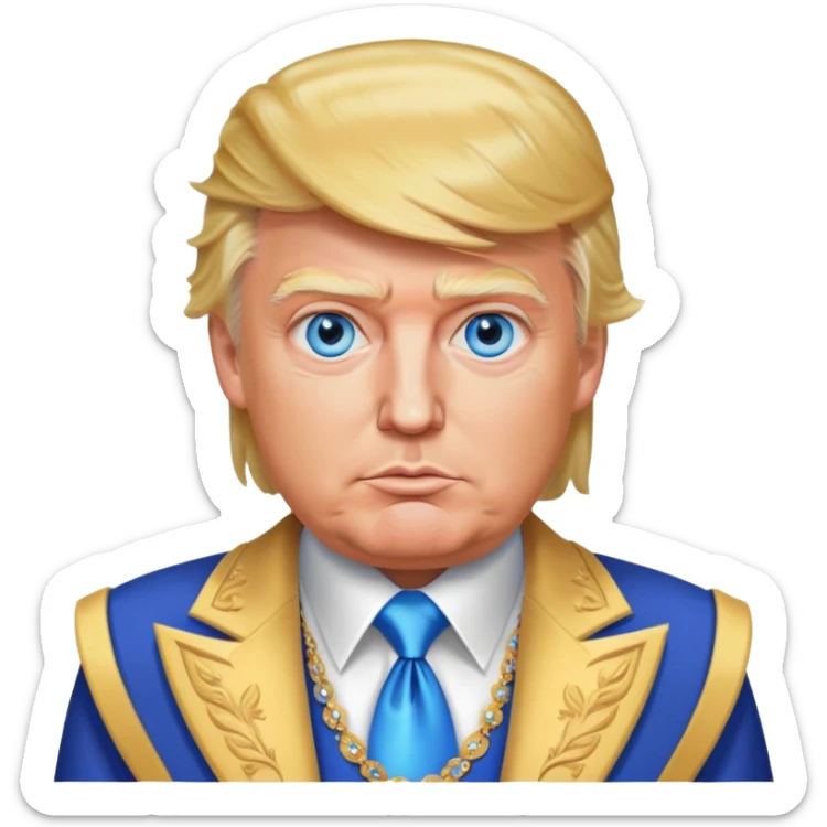 Donald Trump with blue eyes in a fancy dress sticker
