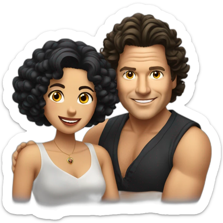 Carlos Vives with Colombian woman of 30's with short curly black hair sticker