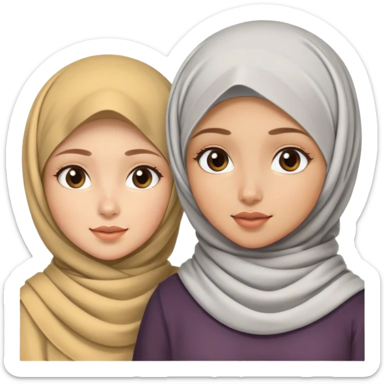 A girl with hijab and no hijab girl with curly hair sticker