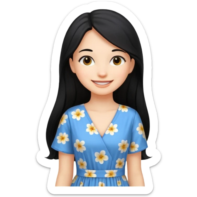 Long black hair girl wearing a maxidress being a girly girl professional  sticker