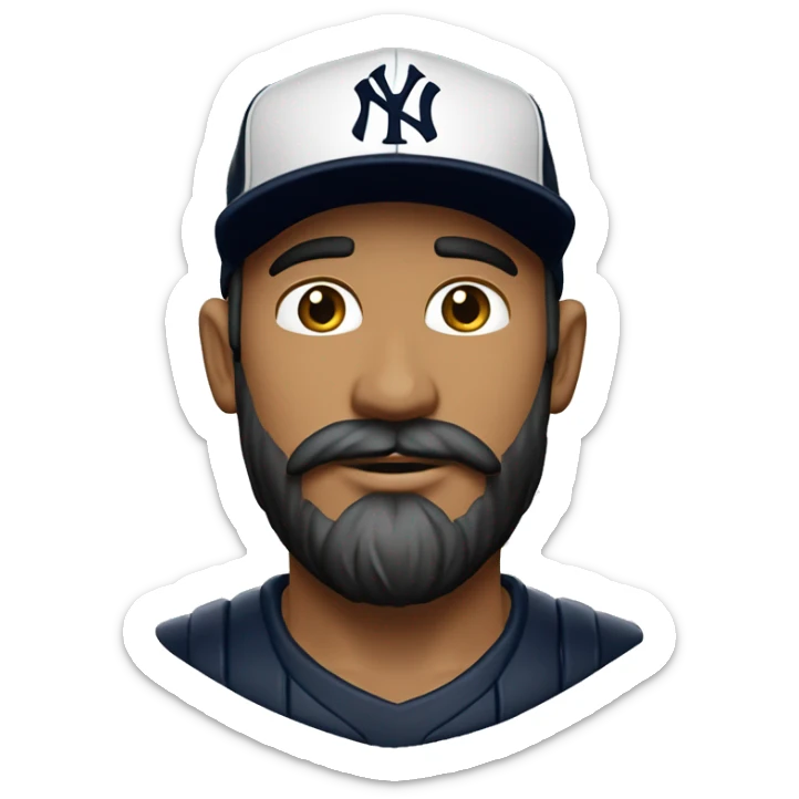 Hombre con barba corta, gorra negra de los new york yankees y piel blanca sticker