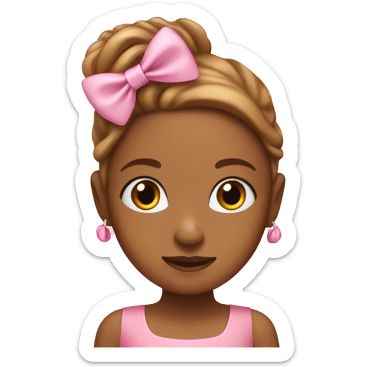 caramel girl wearing pink bow and pink dress sticker