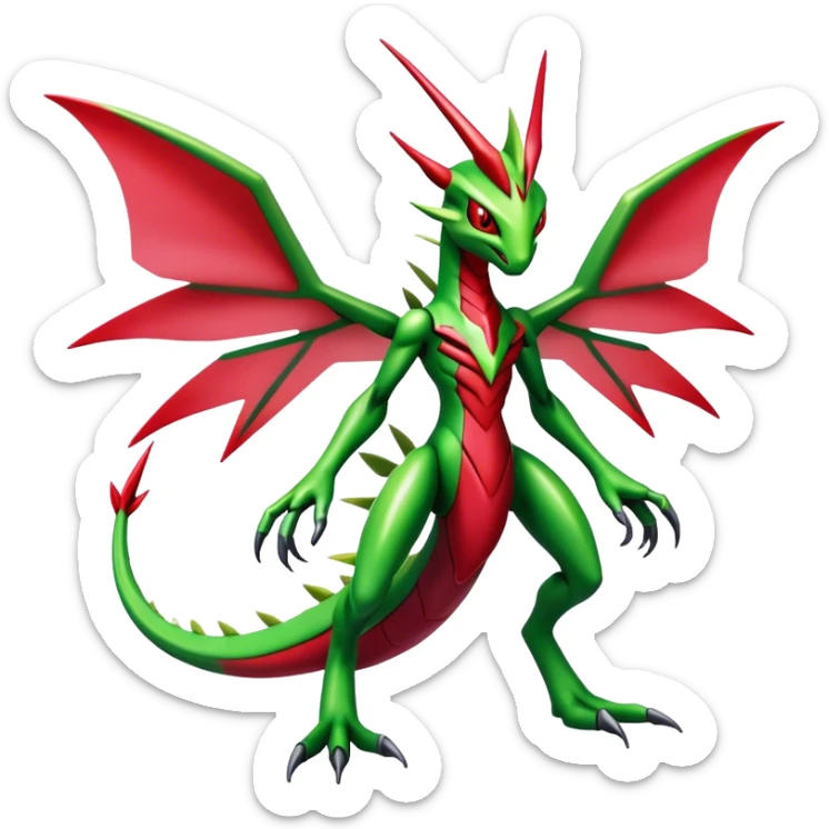  Cool Edgy Shiny Futuristic Ethereal Legendary Scizor-Digimon-Schyther-Flygon-hybrid full body sticker