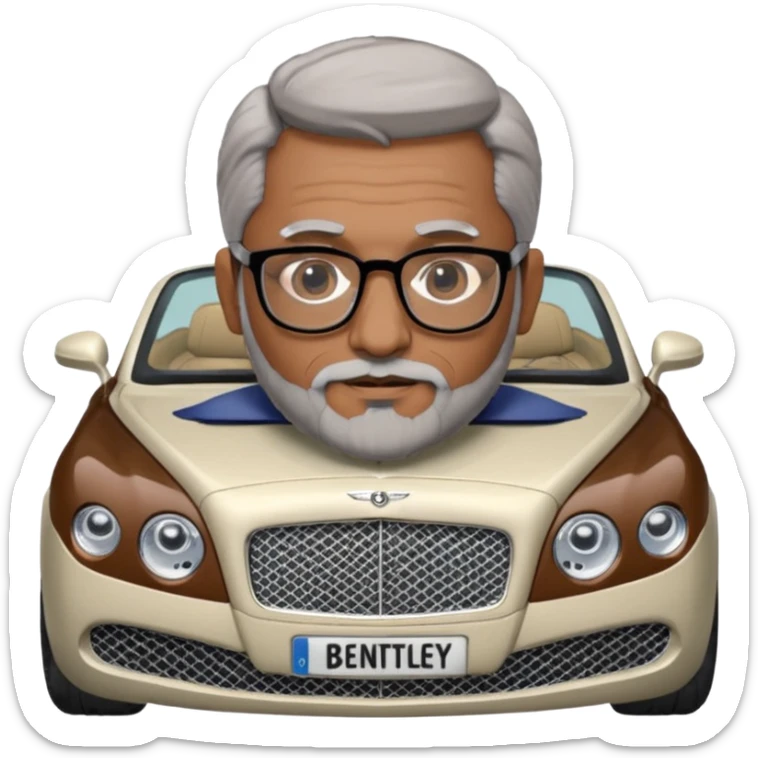 Abid abedi as Principalwith his Bentleyo ilder indian man with glasses and graying hear and beard sticker