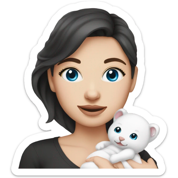 mom holding newborn baby girl with blue eyes and white skin baby dark hair white skin newborn girl pink sticker