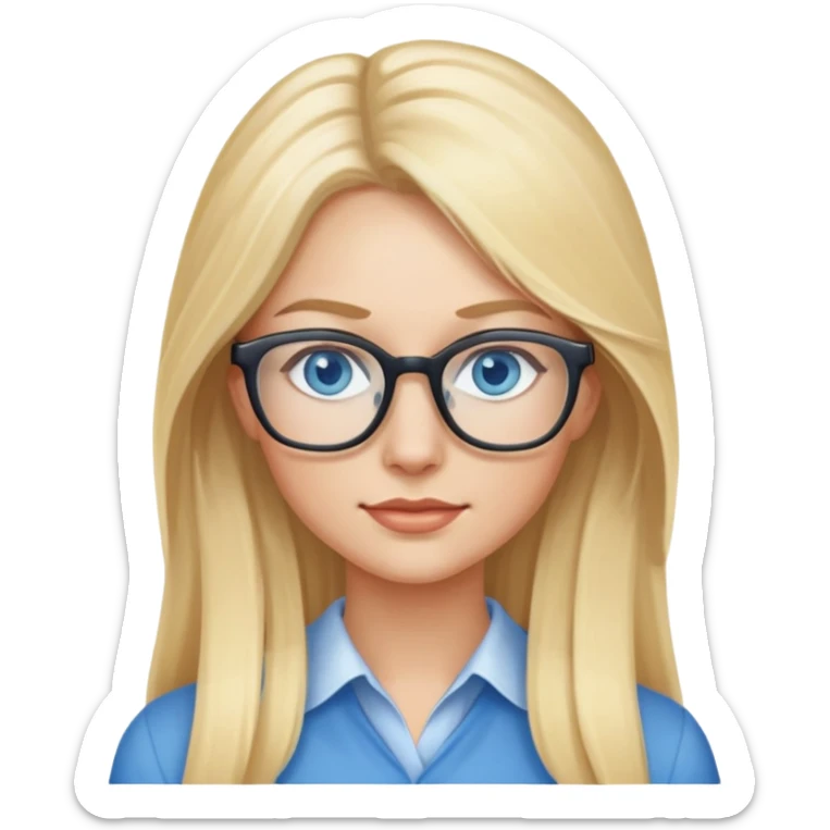 woman long blonde hair blue eyes glasses sticker