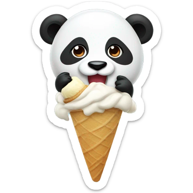 Panda eating ice cream sticker