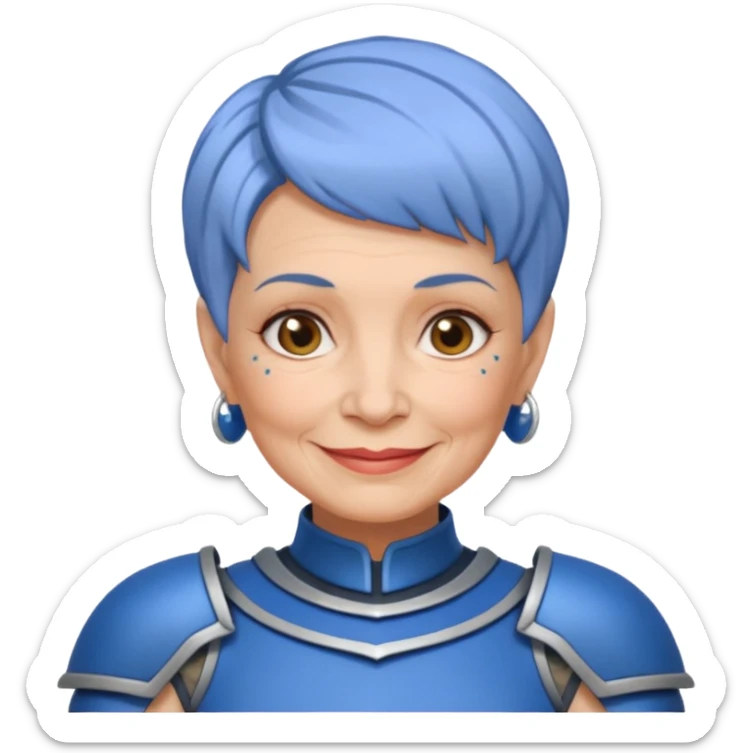 Elderly Tattooed Knights female, with short hair, blue armour sticker