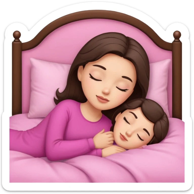 brunette-girl-in-pink-bed-sleeping-pretty-eyelashes-light-skin sticker
