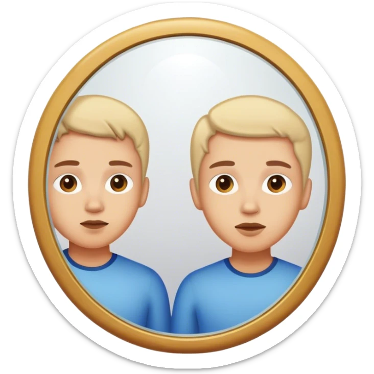 Una persona mirando a un espejo. en el espejo esa persona me mira a mi.  sticker