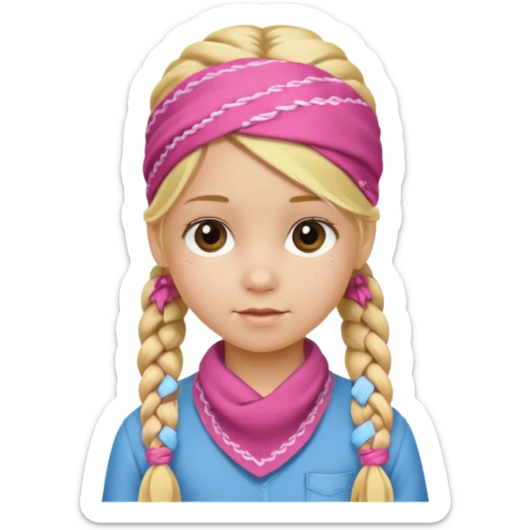 blonde girl child with braids and a pink bandana sticker