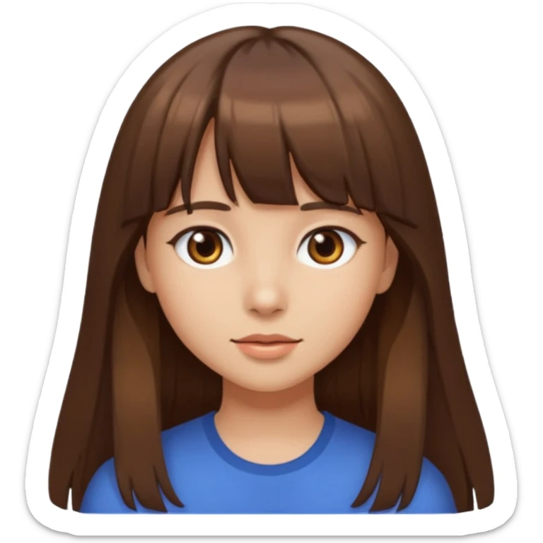 eu quero uma menina de franja e cabelo comprido cabelo castanho e franja  sticker