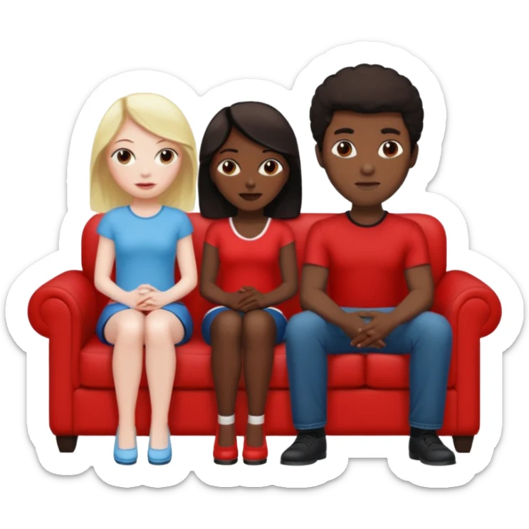 red couch, white naked female in center, big white male on the left, big black male on thje right sticker