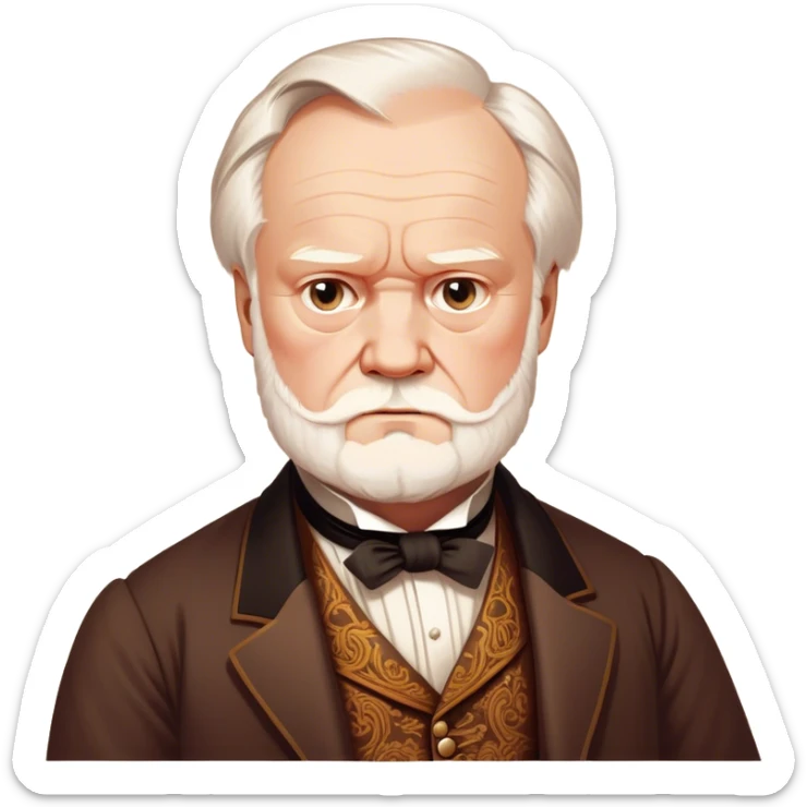 Cinematic Realistic portrait of Victor Hugo, shown as an iconic writer with intense, thoughtful eyes and richly detailed 19th‑century attire, rendered in warm, literary lighting that captures his creative spirit sticker