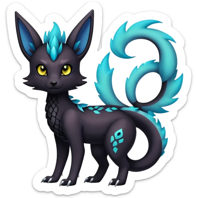  Dark Gloomy Dark-type Shiny Scaly Edgy Badass Cute Gothic Exotic Amaura-Salazzle-Aurorus-Umbreon-Fakémon-hybrid-creature (full body)  sticker