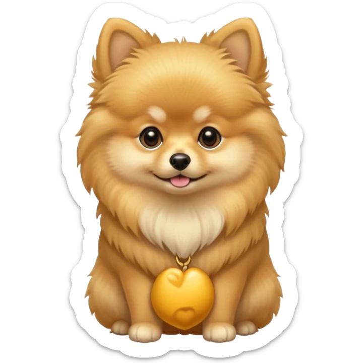 Create a golden pomeranian, all cute and adorable entire  only face and body  sticker