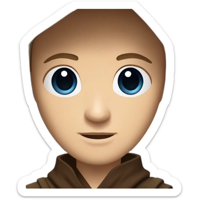 Dark side anakin skywalker (scar over right eye) (brown hooded robe) (portrait, front facing) (blue lightsaber) sticker