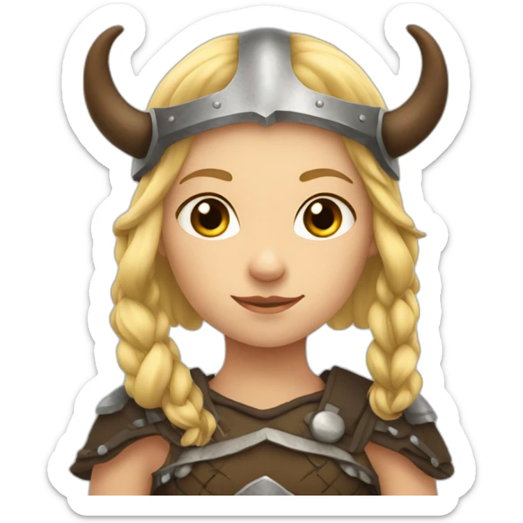 Girl Viking with helmet with horns and blonde hair sticker