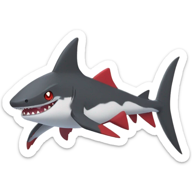 Cute cool black red nargacuga-shark-zangoose-Quilava animal hybrid Fakemon full body sticker