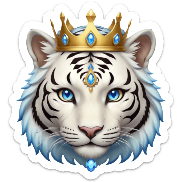 ESO Female white/black tiger khajiit leader of the umbral rose, glowing blue eyes, glowing blue 'third eye' gem, something symbolizing leadership ruling  sticker