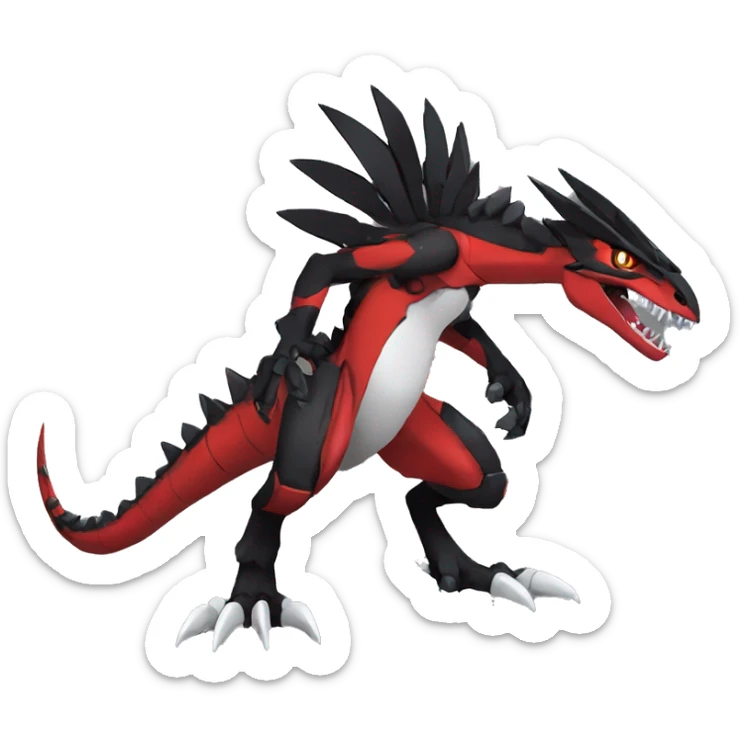  Cool Edgy Black Red Digimon-Fakemon-Guilmon-Velociraptor-Dragon-Mecha full body sticker