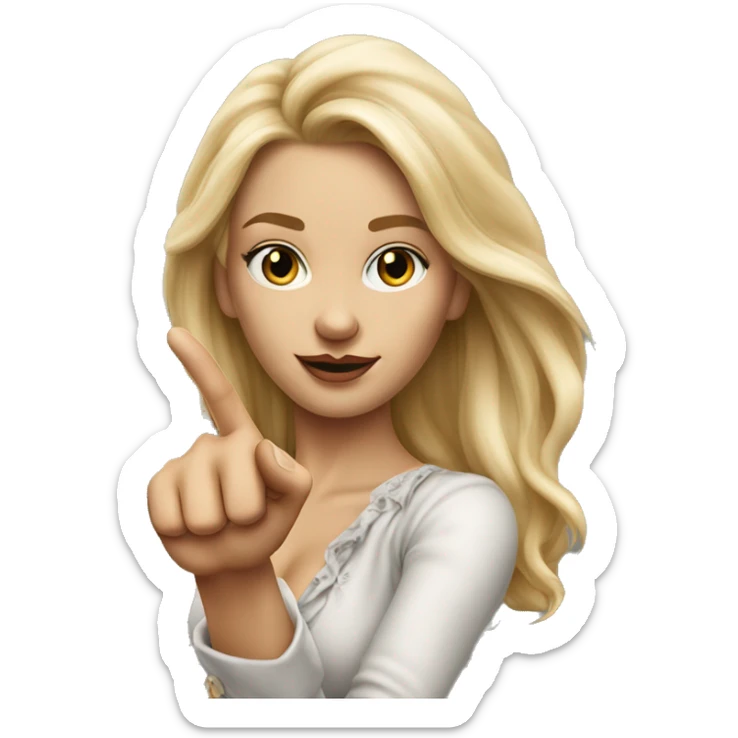 Blonde elegant women with LONG HAIR, her Body Covered with Tattoos, POINTING YOU FORWARD with her HAND with INDEX FINGER, Hyper Realistic sticker