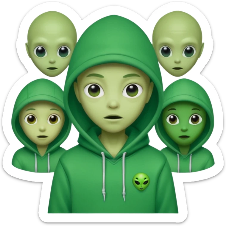 a portrait of aliens wear hoodies sticker