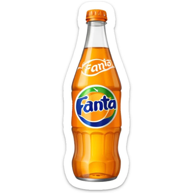Una botella de cristal con el logo de Fanta con Fanta de limón dentro de color amarillo AMARILLA sticker