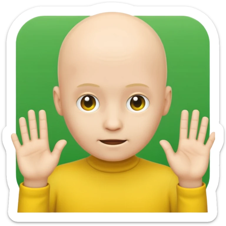 no hair round yellow emoji no finger upp with greenscreen sticker