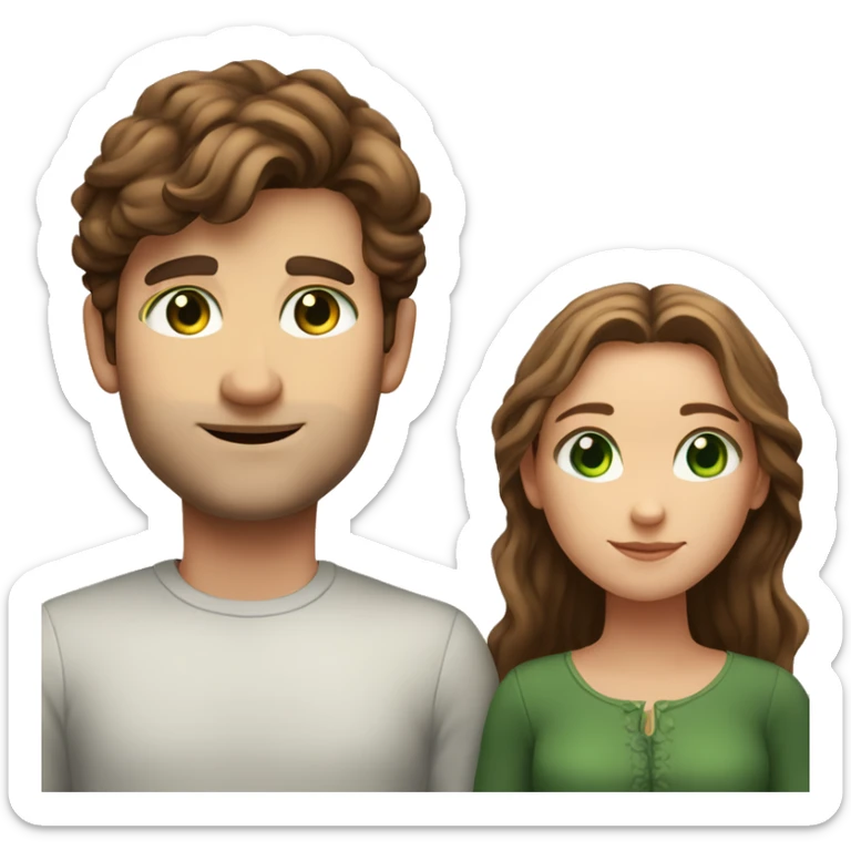 Man called Hadrien with brown hair and green eyes and woman names Léa with brown hair and brown eyes couple love  sticker