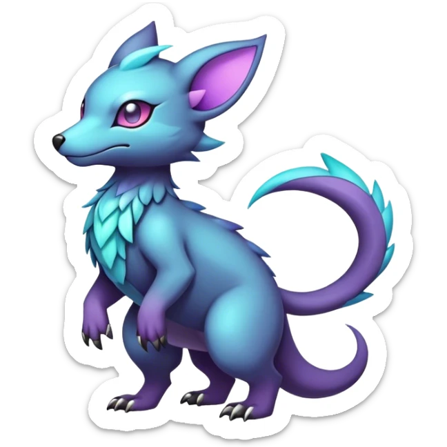 cool colorful dark pastel fantasy animal hybrid Fakemon full body sticker