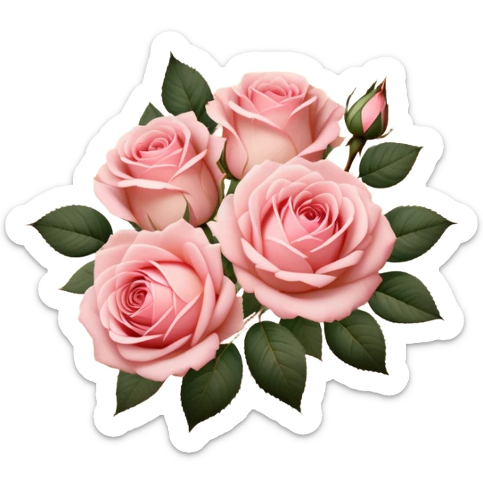 Aesthetic flat lay of blush pink roses on aged parchment, golden calligraphy details. sticker