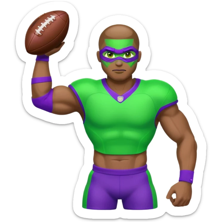  sports icon in neon purple and green, football sticker