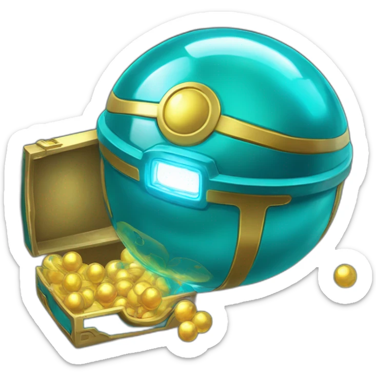 Pokemon Game LootCase Color Cyan Rich Treasure Legendary Epic Pokeballs Pokemons and Pokemon Items Inside this have Shiny Glow sticker