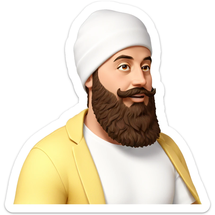 dreamy boy with beard hat sticker