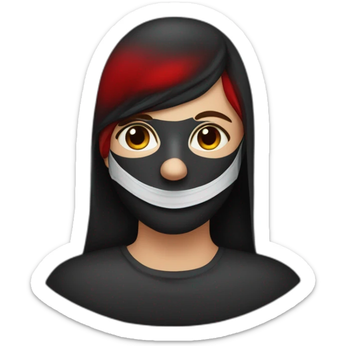 une personne avec des habis noir avec un masque de couleur noir avec des yeux rouges qui recouvre son visage sticker