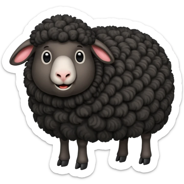 Oveja negra con el cuerpo entero de lado y cara graciosa  sticker