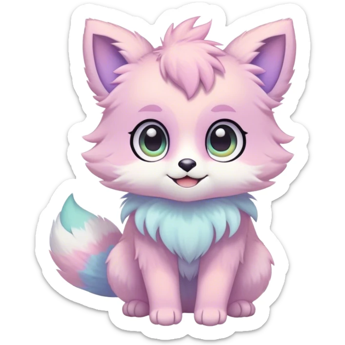 Kawaii pastel colorful ethereal anthro fursona Fakemon sticker
