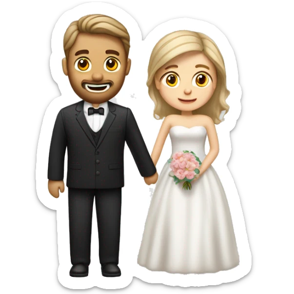 Mann braune Haare und leichter Bart und dunkelblonde Frau heiraten  sticker