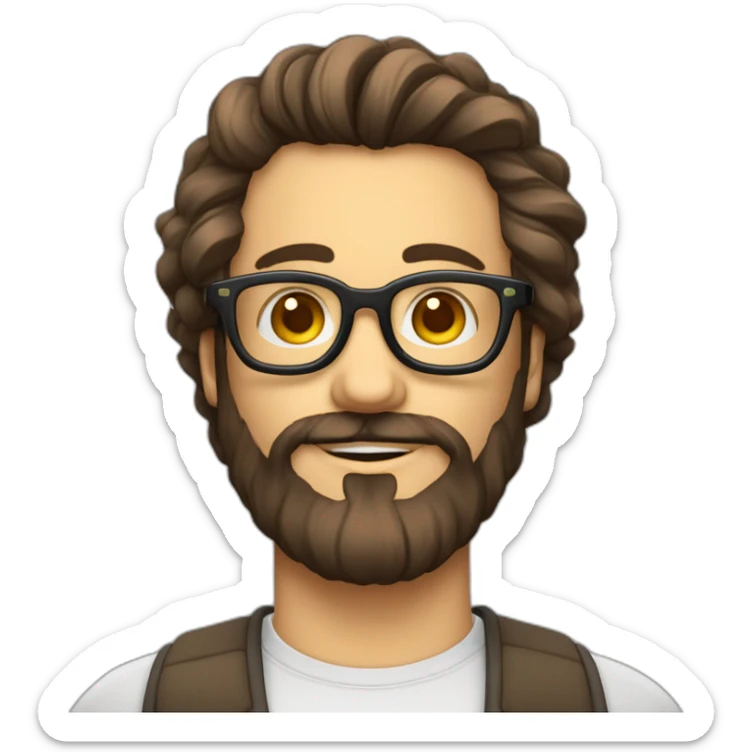 Geek avec des lunettes et cheveux brun avec barbe uniquement bas sans moustache et des cheveux lisse sticker