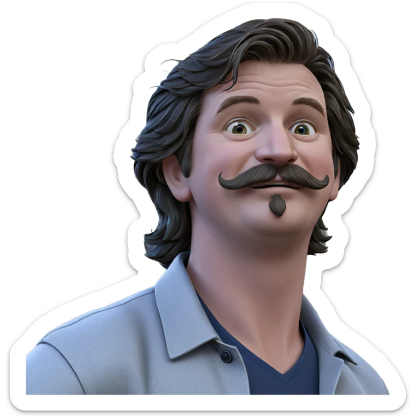 man with mustache outdoors sticker