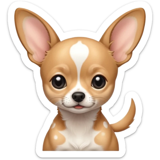 Chihuahua de pelo blanco con negro como una vaca. Con Grandes orejas super delgado sticker