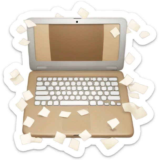 A muted brown laptop adorned with chic beige and white stickers sticker