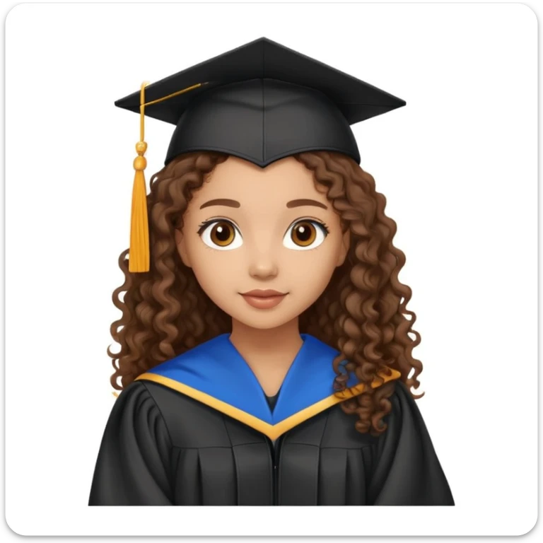 lightskin girl graduating long brown curly hair and brown eyes sticker