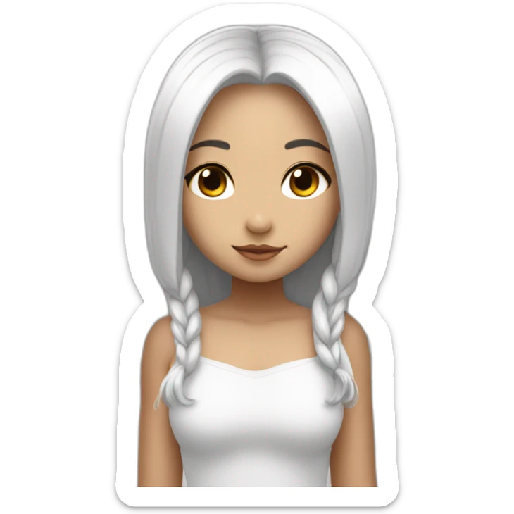 girl with angel wings on her back and white straight hair like chibi sticker